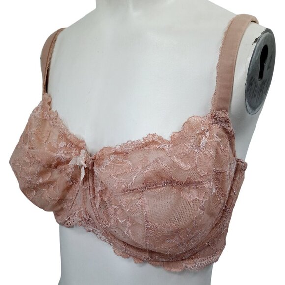 Victorias Secret Body by Victoria Unlined Demi Underwire Bra 38DDD Beige Lace - Picture 1 of 10